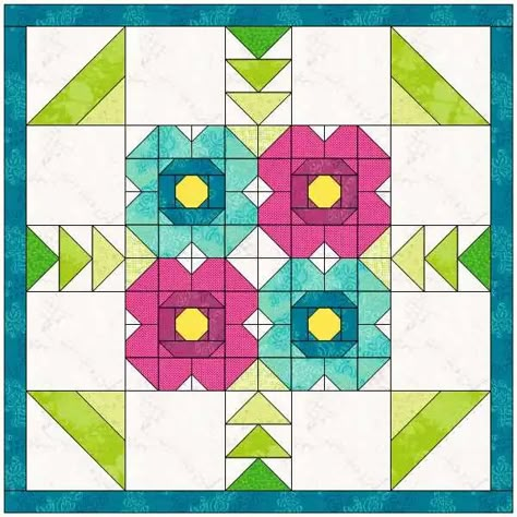 Blossom Quilt Block tutorial - The Crafty Quilter Free Flower Quilt Block Patterns, Flower Quilt Blocks Free Pattern, Flower Quilt Block, Blossom Quilt, Colchas Quilting, Flower Quilt Patterns, Barn Quilt Designs, Spring Quilts, Quilt Block Patterns Free