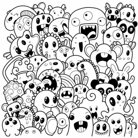 Doodle Monster, Doddle Art, Arte Doodle, Doodle Art Drawing, Pattern Coloring Pages, Doodle Coloring, Easy Doodle Art, Easy Doodles Drawings, Cartoon Coloring Pages