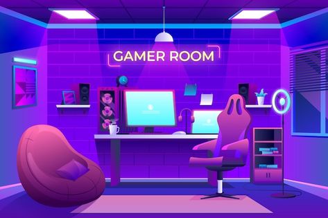 Anime Bedroom Ideas, Game Background Art, Computer Gaming Room, Gaming Room Decor, Vector Game, Club Poster, Set Game, Game Background, Cute Pets