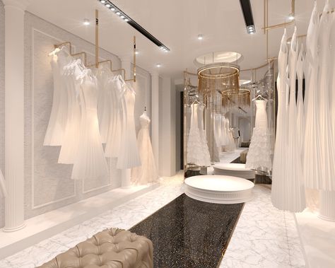 FASHION BOUTIQUES :: Behance Bridal Shop Interior, Bridal Shop Decor, Bridal Shop Ideas, Bridal Room Decor, Bridal Boutique Interior, Retail Interior Design, Store Design Boutique, House Ceiling Design, Showroom Interior Design