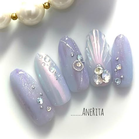 Nails Photography, Japanese Nail Design, Kutek Disney, Asian Nails, Vintage Nails, Beauty Nails Design, Mermaid Nails, Pretty Gel Nails, Really Cute Nails