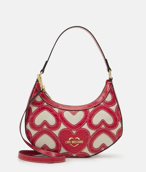 Love Moschino Bag Outfit, Moschino Bag Outfit, Moschino Bag, Moschino Bags, Heart Bag, Pretty Bags, Love Moschino, Heart Print, Hobo Bag