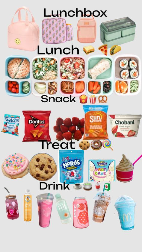 PACK YOUR LUNCH 🎒🍕🍟🍪🍬🥤 Quick School Lunches, College Lunch, Homemade School Lunches, Kids Lunch Box Meals, Easy School Lunches, Pack Your Lunch, School Lunch Recipes, Healthy Lunch Snacks, Healthy School Lunches