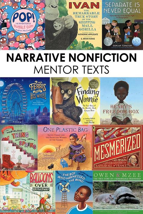 Click through to see my favorite mentor texts to use during narrative nonfiction lessons! Great read-alouds for a literary nonfiction unit in the elementary classroom! Elementary Art Ideas, Narrative Nonfiction, Literary Nonfiction, 4th Grade Ela, 5th Grade Reading, Nonfiction Reading, Read Aloud Books, 4th Grade Reading, 3rd Grade Reading