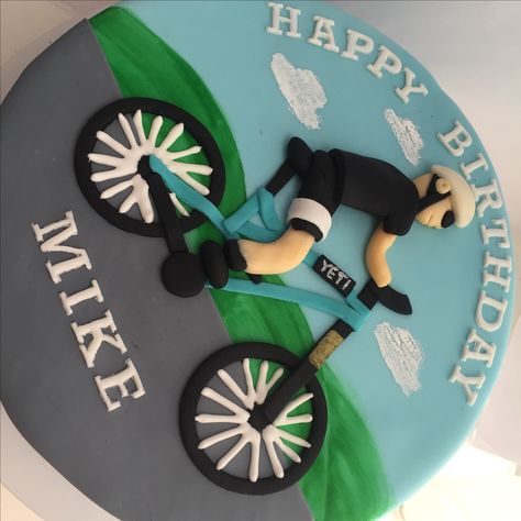 Cycling themed cake Cycle Cake Design, Cycle Theme Cake, Cycle Cake, Happy Birthday Mike, Guitar Cake, Baked Cakes, Theme Cake, Themed Cakes, Beautiful Cakes