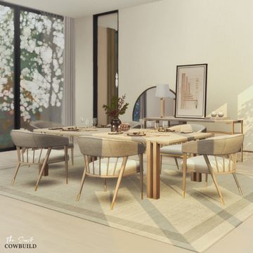 Exclusive April 2021 Set - Laidback Urban Dining | Cowbuild on Patreon Sims 4 Loft, Living Room Sims 4, Sims 4 Cc Furniture Living Rooms, Dinning Room Sets, Sims 4 Kitchen, Mod Furniture, The Sims 4 Pc, Sims 4 Bedroom, Sims 4 House Plans