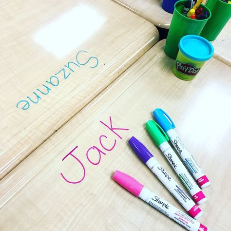 Classroom Desk Name Tag Ideas, Name Tag Ideas, Desk Name Tags, Classroom Desk, Tag Ideas, Classroom Setup, Kindergarten Classroom, End Of Year, Anchor Charts