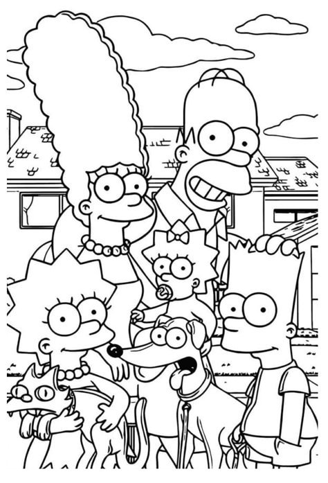 Simpsons Coloring Pages, Yellow Family, Die Simpsons, Simpsons Drawings, Family Coloring Pages, Hello Kitty Coloring, Family Coloring, Disney Colors, Easy Coloring Pages