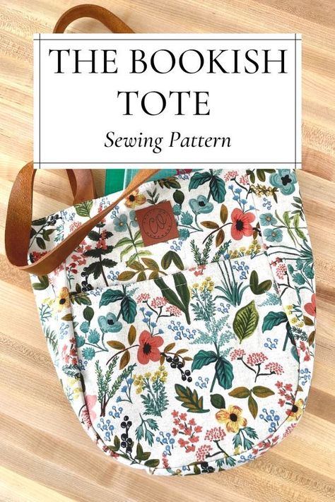 The Bookish Tote Bag sewing pattern (2 sizes) - Sew Modern Bags Sewing Projects Patterns Free, Simple Pattern Sewing, Canvas Bag Pattern Sewing Projects, One Yard Projects Sewing, Library Book Bag Diy Canvas Totes, Book Case Sewing Pattern, Geeky Sewing Projects, Diy Book Bag Pattern, Library Bag Pattern