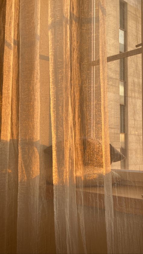 #aesthetic #hotel #sunset #window #yellow Golden Curtains Bedroom, Curtain Sunlight Aesthetic, Silk Curtains Aesthetic, Yellow Curtains Aesthetic, Cortinas Aesthetic, Blinds Aesthetic, Golden Like Daylight, Curtain Aesthetic, Commonplace Journal