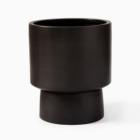 Bishop Floor Planter, Large, Black | West Elm Outdoor Pedestal, Faux Cactus, Rectangle Planters, Porcelain Planter, Indoor Outdoor Planter, Ceramic Techniques, Traditional Ceramics, Cleaning Dust, Wood Planters