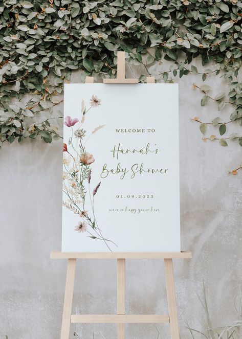 This Baby shower wildflower welcome sign decorations is a baby in bloom welcome sign, neutral wildflower baby shower sign, template Canva floral sign WHAT'S INCLUDED ♡ 3 Large sign Canva Template sizes ♡ 24" by 36 " ♡ 18" by 24" ♡ 20" by 30" ♡ Help, advice and communication if needed. PLEASE NOTE ♡ This item is a DIGITAL FILE only -No physical item will be shipped. ♡ This is an editable template, that you edit yourself on the Canva ♡ Edit, download and print yourself, or have it professionally p Baby In Bloom Welcome Sign, Baby In Bloom Decorations, Wildflower Baby Shower Decorations, Baby In Bloom Sign, Wildflower Baby Shower Theme, Wild Flower Baby Shower, Floral Baby Shower Theme, Welcome To Baby Shower Sign, Wildflower Welcome Sign