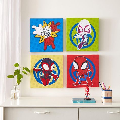 Man Bedroom Ideas, Spiderman Bedroom, Marvel Bedroom, Spiderman Room, Spidey And His Amazing Friends, Friends Design, Friend Painting, Trendy Wall Decor, Room Refresh