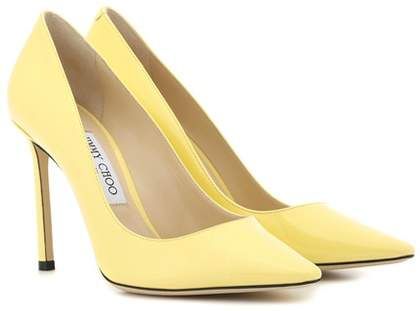 Jimmy Choo Romy 100, Heels For Summer, Heels Yellow, Yellow High Heels, Yellow Pumps, Jimmy Choo Romy, Flats Shoes Comfortable, Heel Accessories, Yellow Heels