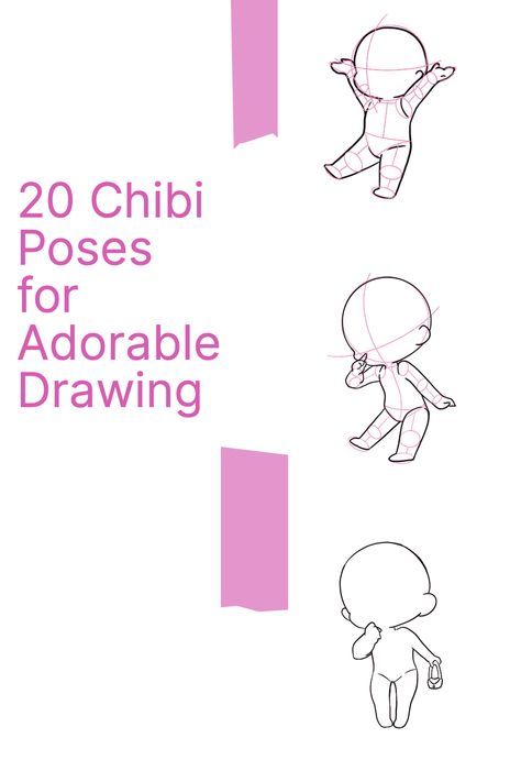 If you are looking for some anime inspiration for character drawing, here are 20 chibi poses to help you get started! From to playing at the park to jumping in the air, these sweet and simple sketches will help you capture chibi personality in your artwork. So grab a pencil and paper, and let's get sketching! Chibi Reaching Out Pose, Cute Chibi Sitting Poses, Chibi Art Style Anatomy, Chibi Jumping Pose, Chibi Drinking Pose, Chibi Flying Pose, Chibi Back View, Chibi Arms, Chibi Poses Sitting