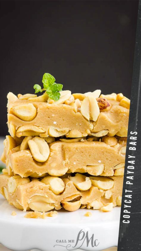 Copycat Payday Bar Recipe, if you're a fan of PayDay Candy Bars made of caramel and peanuts, you'll love this copycat dessert recipe! #copycat #recipe #peanuts #caramel #peanutroll #dessert #snack #homemade #easy #fromscratch #giftideas #recipes #gifts Payday Bars Recipe, Homemade Payday, Payday Bars, Holiday Desert Recipes, Payday Candy, Payday Candy Bar, Soft Caramels, Candy Bar Recipe, Recipe Copycat