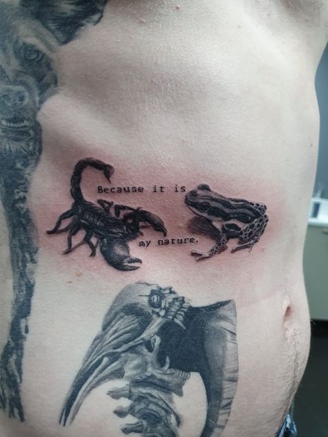 The Scorpion And The Frog, Frog And Scorpion Tattoo, Scorpion And Frog Tattoo, Frog Skeleton Tattoo, Scorpion And The Frog, Swag Tattoo, Snail Tattoo, Watercolor Tattoo Ideas, Art Inspired Tattoos