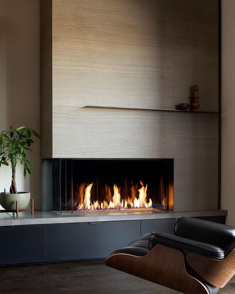 Modern Fireplace With Mantle, Fireplace Ideas Modern Contemporary, Electric Fireplace Ideas With Tv Modern, Textured Fireplace, Contemporary Fireplace Ideas, Asymmetrical Fireplace, Contemporary Fireplace Design, Asymmetrical Fireplaces, Contemporary Fireplace Mantels