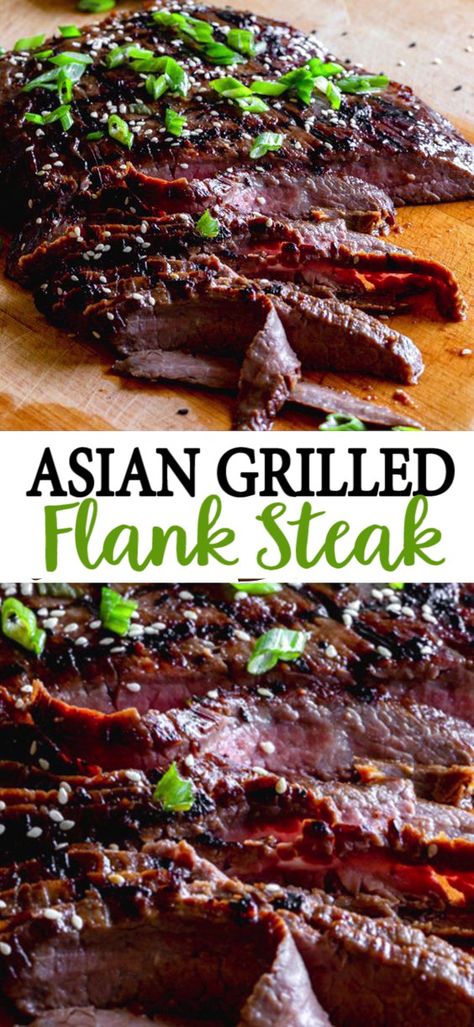 Asian Flank Steak, Tender Flank Steak, Dinner Asian, Flank Steak Recipe, Asian Steak, Grilling Recipes Sides, Marinated Flank Steak, Flank Steak Recipes, Grilled Flank Steak