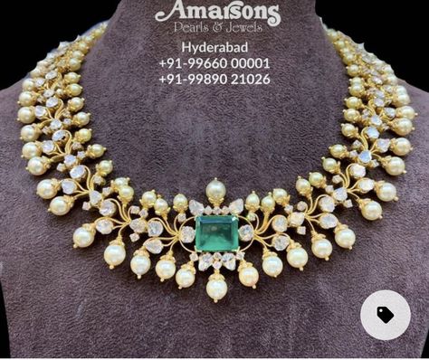 Unique Gold Necklace Designs, Amarsons Jewellery, Unique Gold Necklace, Ruby Jewelry Necklaces, Polki Choker, Simple Jewellery, Antique Gold Jewelry Indian, Diamond Wedding Jewelry, Choker Designs