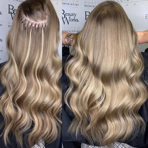 Beauty Works Hair Extensions on Instagram: “𝘿𝙞𝙨𝙘𝙧𝙚𝙚𝙩 𝙗𝙡𝙚𝙣𝙙 ⚡⚡ 150 grams of 18" Stick Tip extensions in shades ‘OAK’, ‘Bohemian Blonde’ & ‘Caramelized’ for this honey blonde…” Beauty Works Hair Extensions, Apricot Hair, Creative Media, Beauty Works, Honey Blonde, Blonde Beauty, Media Content, Hair Ideas, Skin Care Tips