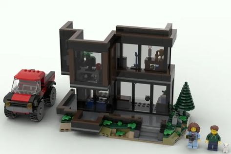 LEGO IDEAS - Modern Villa Lego Modern House, Modern House In The Forest, Lego Houses, House In The Forest, Home In The Woods, Music Corner, Natural Waterfalls, Enjoying Nature, It Works Products