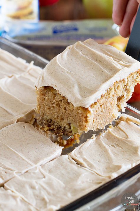 The perfect, no-fuss fall dessert, this Apple Cinnamon Sheet Cake is moist and full of apple flavor with the perfect amount of cinnamon. Pumpkin Wacky Cake, Cinnamon Sheet Cake, Dairy Free Pumpkin Cake, Wacky Cake Recipe, Dairy Free Cake Recipe, Wacky Cake, Crazy Cake, Dairy Free Pumpkin, Dairy Free Cake