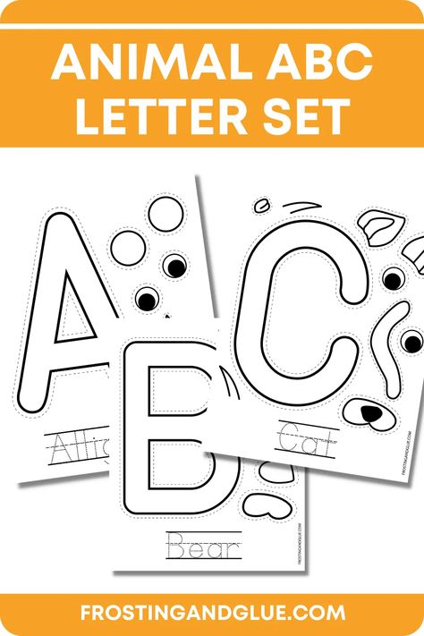 Alphabet Animals, Animal Alphabet Crafts Free Printables, Alphabet Animal Letters Abc Crafts, Animal Abc Free Printable, Alphabet Animal Letters Free Printable, Alphabet Animals Letters, Abc Animal Letters, Book Art Projects, Alphabet Letter Crafts