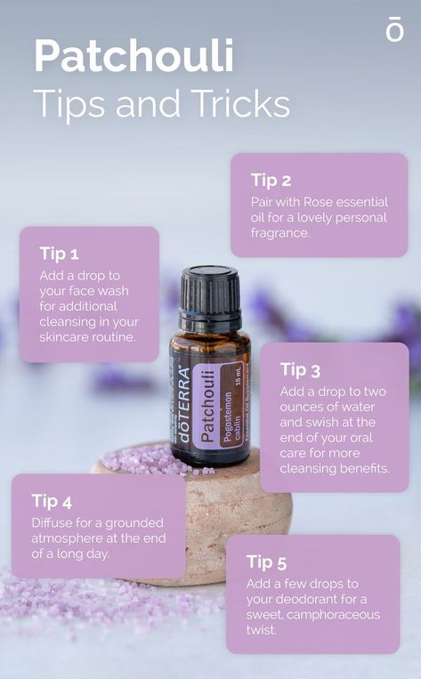 The recognizable and well-loved aroma of Patchouli gives this versatile essential oil many uses. Try using it as a natural deodorant, mouthwash, or meditation spray! Essential Oil Education, Doterra Essential Oils Recipes, Diy Perfume, Oil Diffuser Recipes, Essential Oil Blends Recipes, Patchouli Oil, Patchouli Essential Oil, Essential Oil Benefits, Rose Essential Oil