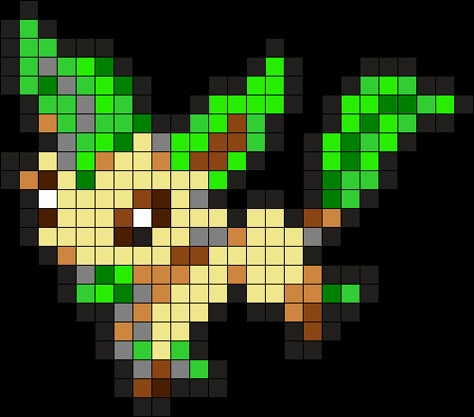 Leafeon Perler Perler Bead Pattern / Bead Sprite Bead Sprite Pattern, Leafeon Perler Beads, Perler Bead Pattern Pokemon, Eevee Perler Bead Patterns, Perler Bead Patterns Pokemon, Pokemon Perler Bead Patterns, Perler Bead Pokemon Patterns, Pichu Pokemon, Cuff Tutorial