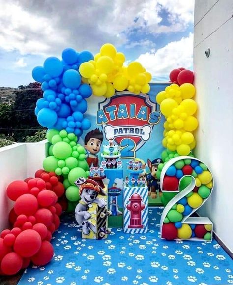 1st Birthday Paw Patrol, Paw Patrol Theme Decoration, Birthday Theme Paw Patrol, Paw Patrol Birthday Party Balloons, Pes Patrul Decoration Birthday, Paw Patrol Double Birthday Party, Paw Patrol Party Ideas Boys 3rd Birthday, Chase Paw Patrol Birthday Party Ideas, Paw Patrol Party Ideas 1st Birthday