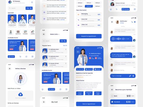 Doctor Appointment Mobile App by Kawsar Ahmed 🏅 on Dribbble Desain Ux, Chatbot App, Health App Design, Dashboard Mobile, Medical App, App Login, Mobile App Design Inspiration, App Interface Design, App Home