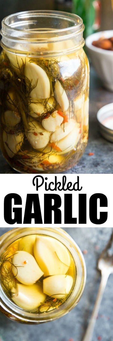 Pickle Garlic, Pickled Recipes, Pickled Foods, Garlic Recipe, In A Pickle, Pickled Garlic, Canning Ideas, Meatless Recipes, Pickled Veggies