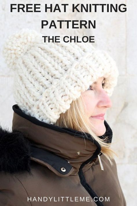 Super Chunky Hat Knitting Pattern Free, Super Chunky Knit Patterns Free, Chunky Knit Hat Pattern, Knitted Hat Patterns Free Women, Snow Beanie, Chunky Hat Pattern, Knit Hat Pattern Easy, Easy Knit Hat, Chloe Kim