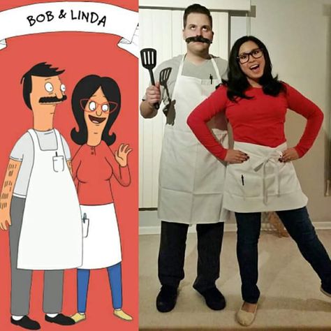 Bob And Linda Halloween Costumes, Linda And Bob Belcher Costume, Bob And Linda Costume, Linda Belcher Costume, Bob And Linda, Carnaval Ideas, Burger Costume, Holloween Costumes, New Halloween Costumes