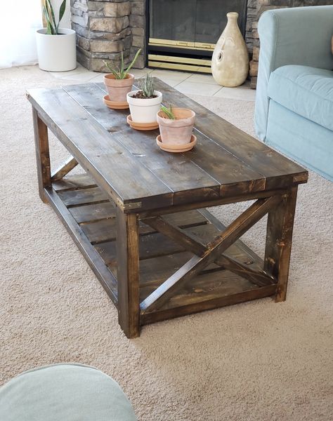 Farmhouse Wooden Coffee Table, Homemade Coffee Tables Wood, Farm Style Coffee Table, Western Coffee Table, Farm House Coffee Table, Farmhouse Den, Farmhouse Upcycle, Rustic Square Coffee Table, Homemade Coffee Tables