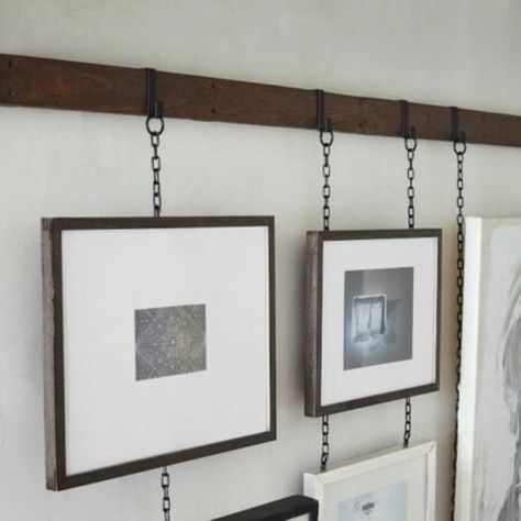 HANDMADE HOUSTON, TEXAS U.S.A. Accents | 35 Multi Photo Frame Rail Set Hanging Pictures | Poshmark Picture Frame Rack, Picture Rail Hanging, Cadre Diy, Picture Frame Crafts, Picture Rail, Regal Design, Hanging Picture Frames, Diy Picture Frames, Diy Picture