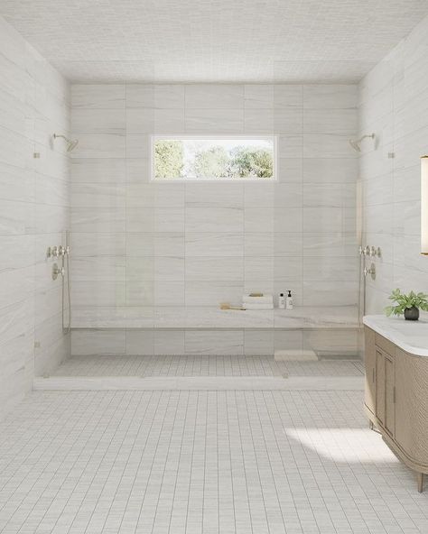 ANN SACKS (@annsacks) • Instagram photos and videos Ann Sacks Tile Bathroom, Blue Gray Bathroom, Kid Bathrooms, Locker Room Shower, Mom Bathroom, Lake Bathroom, Cottage Remodel, 2024 Bathroom, Ann Sacks Tile