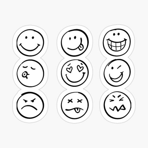 Smiley Face Tattoo, Emoji Set, Yellow Smiley Face, Emoji Faces, Cute Emoji, Smiley Faces, Face Stickers, Face Tattoo, Tattoo Set