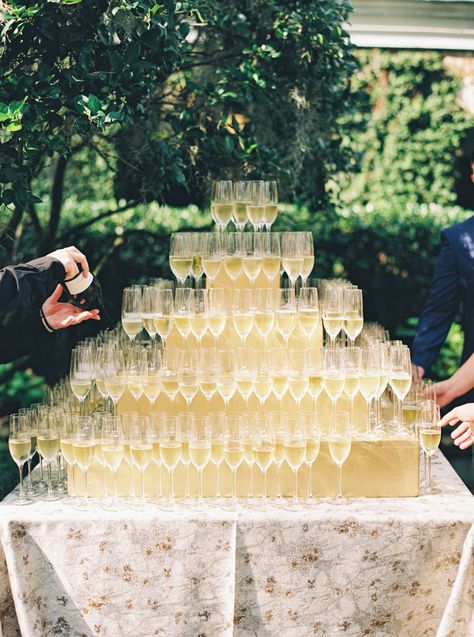 Thomas Bennett House Wedding, Charleston Wedding Photography, Downtown Charleston, Champagne Tower, Charleston Wedding Photographer, Wedding Day Inspiration, Film Wedding Photography, Wedding Drink, Charleston Wedding