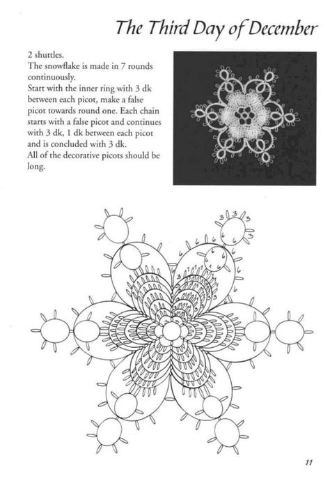 Tatting Snowflake Pattern, Tatting Snowflake, Tatting Patterns Free, Needle Tatting Patterns, Shuttle Tatting Patterns, Tatting Tutorial, Tatting Jewelry, Parchment Craft, Needle Tatting