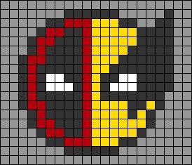 Deadpool Pixel Art Grid, Deadpool And Wolverine Cross Stitch, Popular Pixel Art, Deadpool And Wolverine Perler Beads, Venom Alpha Pattern, Stray Kids Pixel Grid, 16 By 16 Pixel Art, Pixel Art Pattern Marvel, Perler Bead Matching