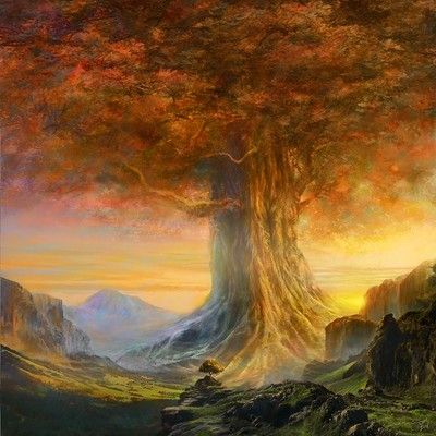 ArtStation - GreenMan Tree Map, Fantasy Tree, Magical Tree, Corel Painter, Giant Tree, Art Tree, Fantasy Forest, Ancient Tree, Nature Tree