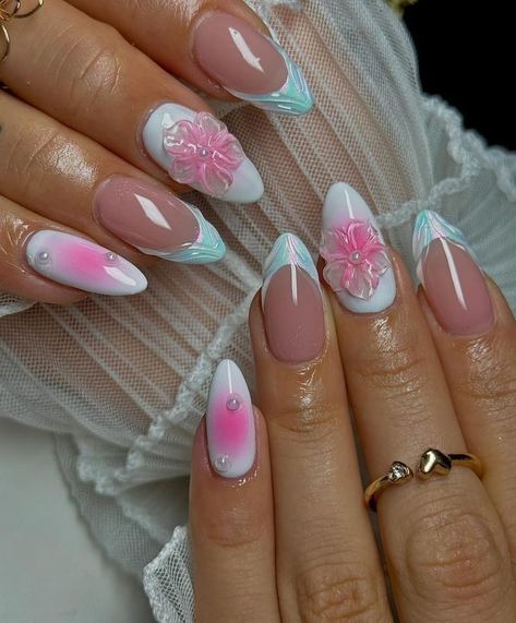 Rounded Acrylic Nails, Aesthetic Perfume, Sky Pretty, Unique Nail Art, Adidas Sambas, Cute Simple Nails, Summery Nails, Girly Acrylic Nails, Trendy Beach