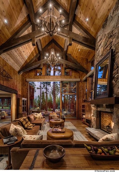 Southern Rustic Home, Rustic Lodge Living Room, Verity Book, Farmhouse Rustic Decor, Wood Truss, Martis Camp, Log Cabin Living, Log Home Living, Rustic Home Design