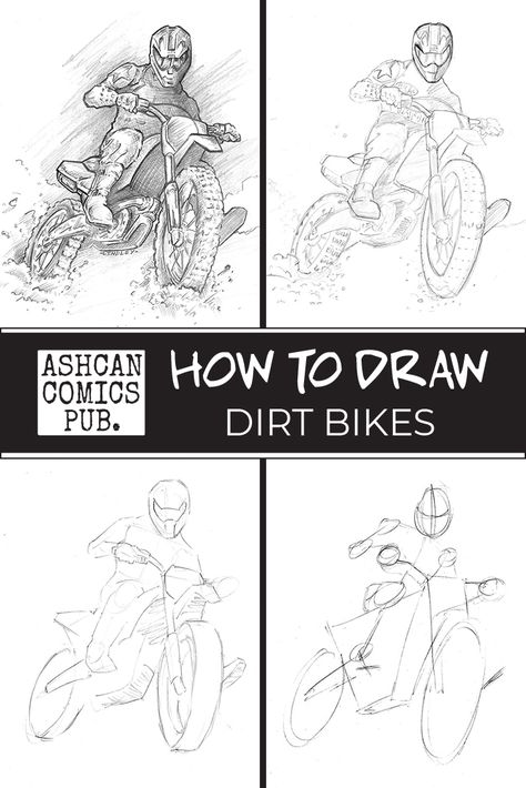 Motocross Art Drawing, Dirt Bike Sketch, How To Draw A Motorcycle Step By Step, Bike Sketch Motorcycles, How To Draw Motorcycle, How To Draw A Motorcycle, Dirt Bike Painting, Motor Bike Drawing, Bike Drawing Sketches