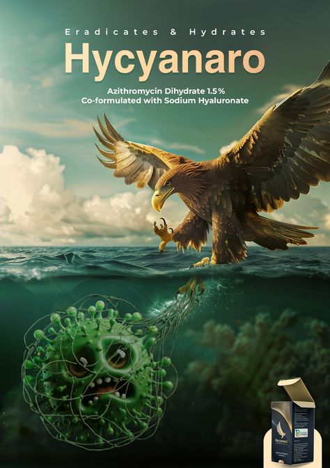 Talent Pharma: Hycyanaro: The Power of Dual Action • Ads of the World™ | Part of The Clio Network Dynamic Background, Pharmaceutical Company, Eye Infections, Ad Of The World, Ads Of The World, Pharmaceutical Industry, Golden Eagle, Eye Drops, The Eagle