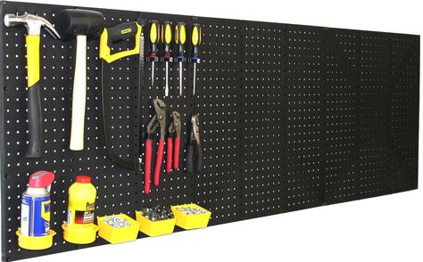 WallPeg (3) Black Plastic Pegboard Panels 72 Wide Garage Tool Pegboard AM 212: Amazon.co.uk: DIY & Tools Workbench Tool Storage, Black Pegboard, Tool Pegboard, Pegboard Bins, Plastic Pegboard, Pegboard Garage, Smart Garage, Steel Pegboard, Pegboard Wall