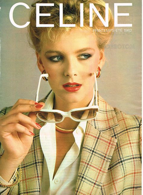 1982 Celine ad Celine Photography, Celine Aesthetic, Jennie Face, 80's Makeup, Fashion Photography Vintage, Celine Campaign, Eyewear Ad, Fashion Magazine Typography, Vogue Illustrations