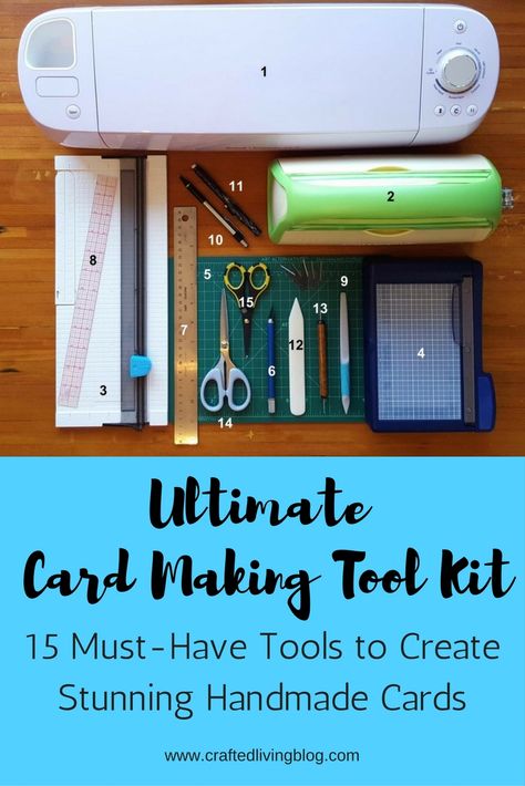 List of the must have craft tools that every crafter should own and use. Any of these items make great gift ideas for crafters and card makers! #craftedliving #crafts #toolkit #crafting #cardmaking Card Making Tools, Mini Scrapbooks, Paper Craft Tools, Card Making Templates, Card Making Tips, Card Sayings, Pinterest Diy, Card Making Kits, Card Making Supplies